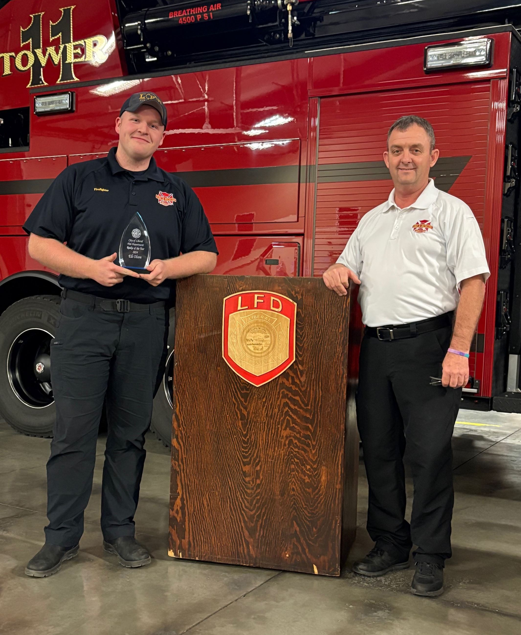 Elias Olson receives his Rookie of the Year award