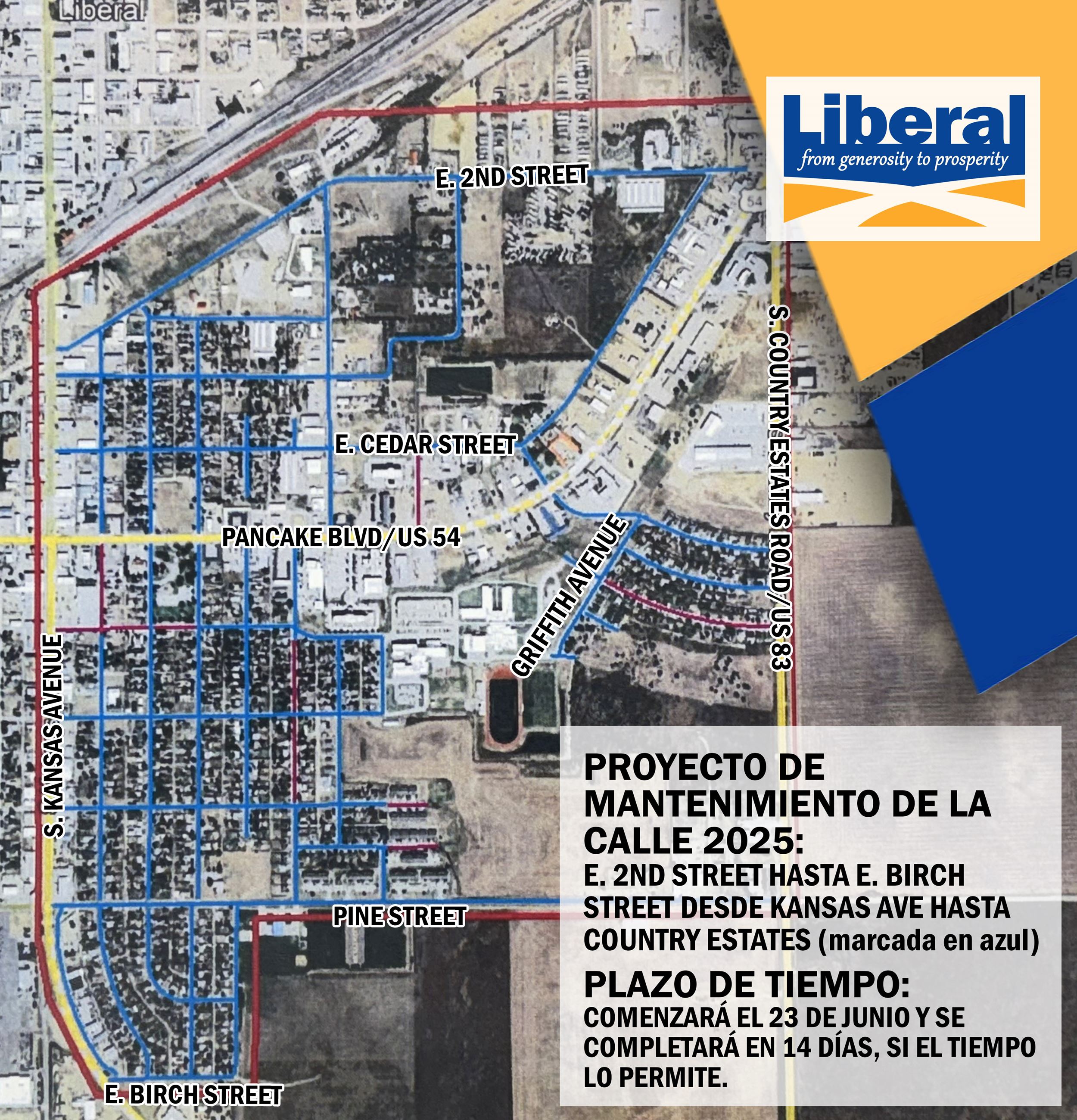 A map of the 2025 street chip seal areas